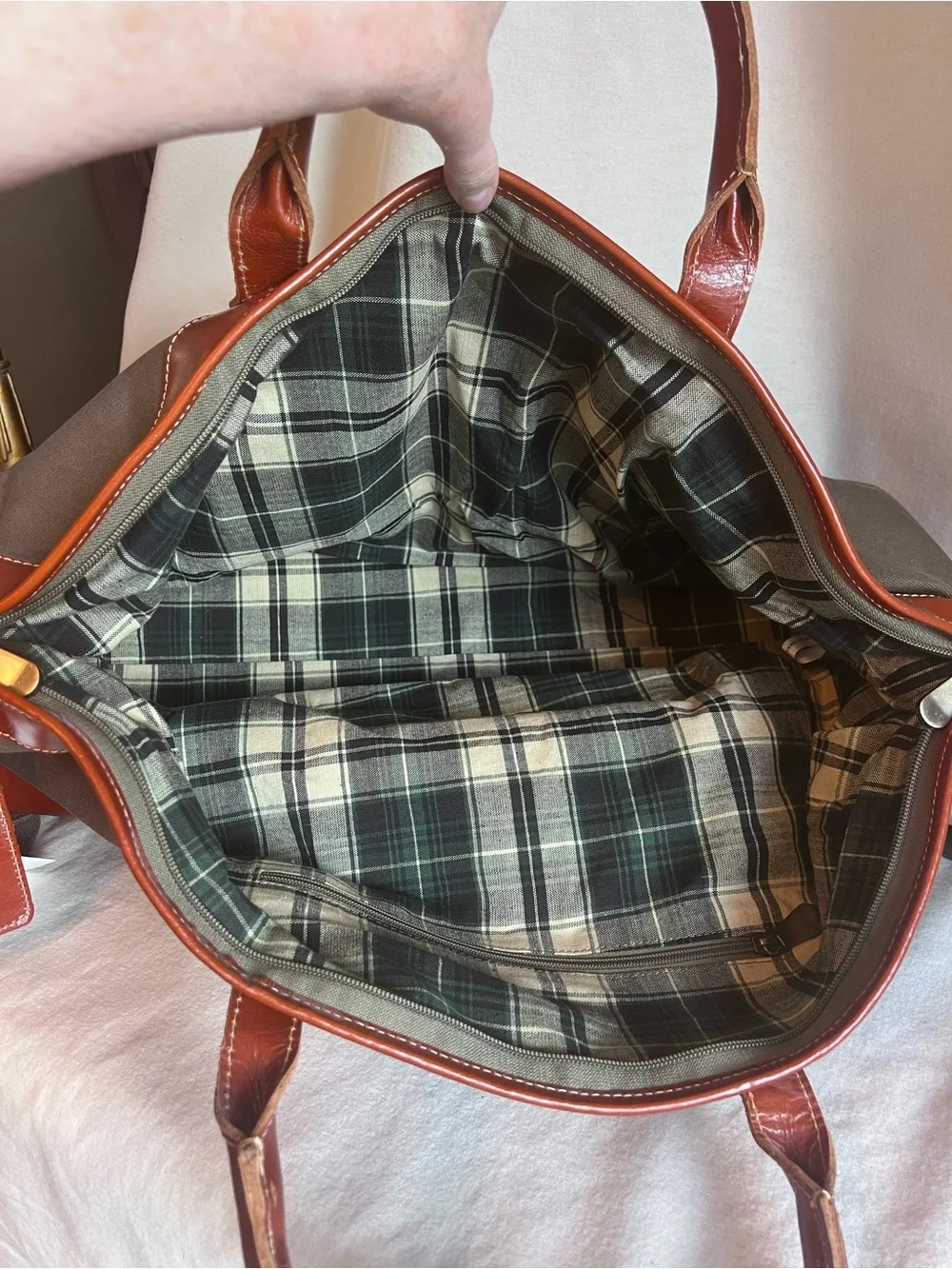Army Green Canvas & Leather Weekender Bag